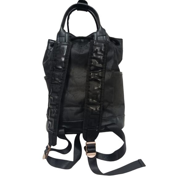 Yoga Tote Backpack VERSACE Parfum Gold LOGO BLACK Drawstring Bucket Zucca - Picture 2 of 16